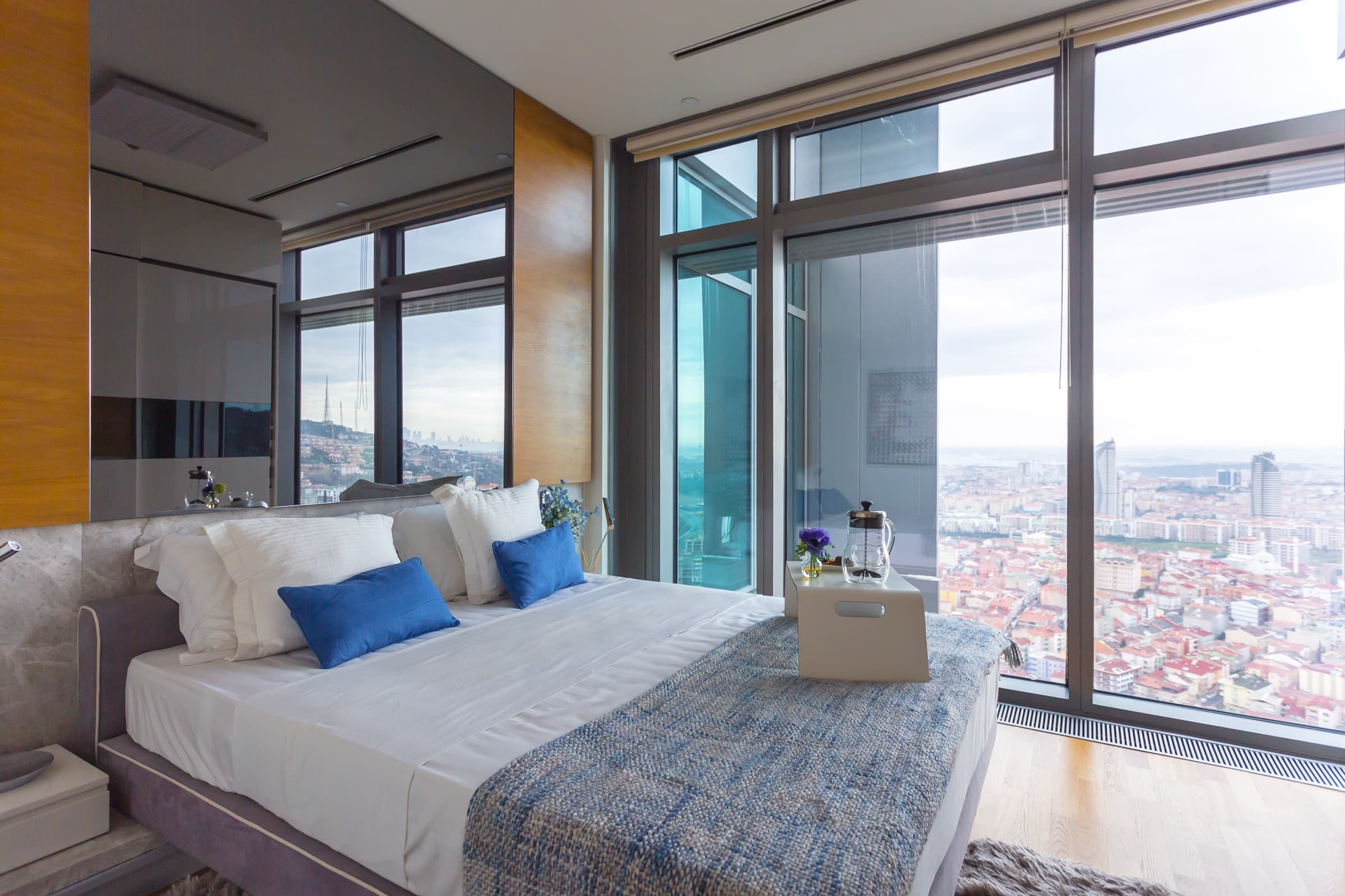 The view from a bedroom at Emaar Square İstanbul, across the Üsküdar rooftops to Çamlıca hill